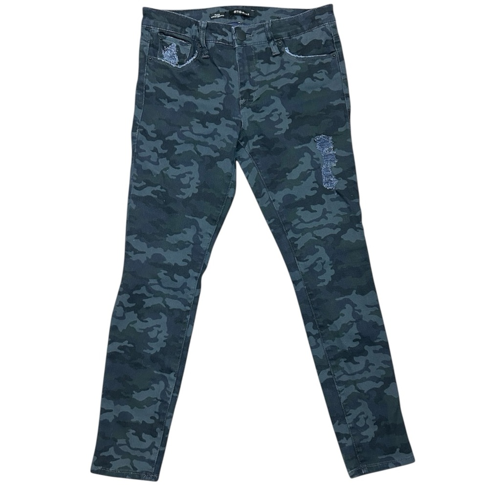 STS Blue Jeans Size 27 Alice Ankle Skinny Jeans Distressed Destroyed Camouflage